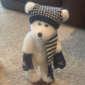 Boyds Bears White Plush with Blue Accessories